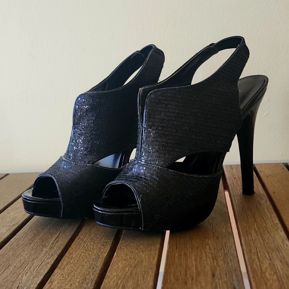 Spring black high heels